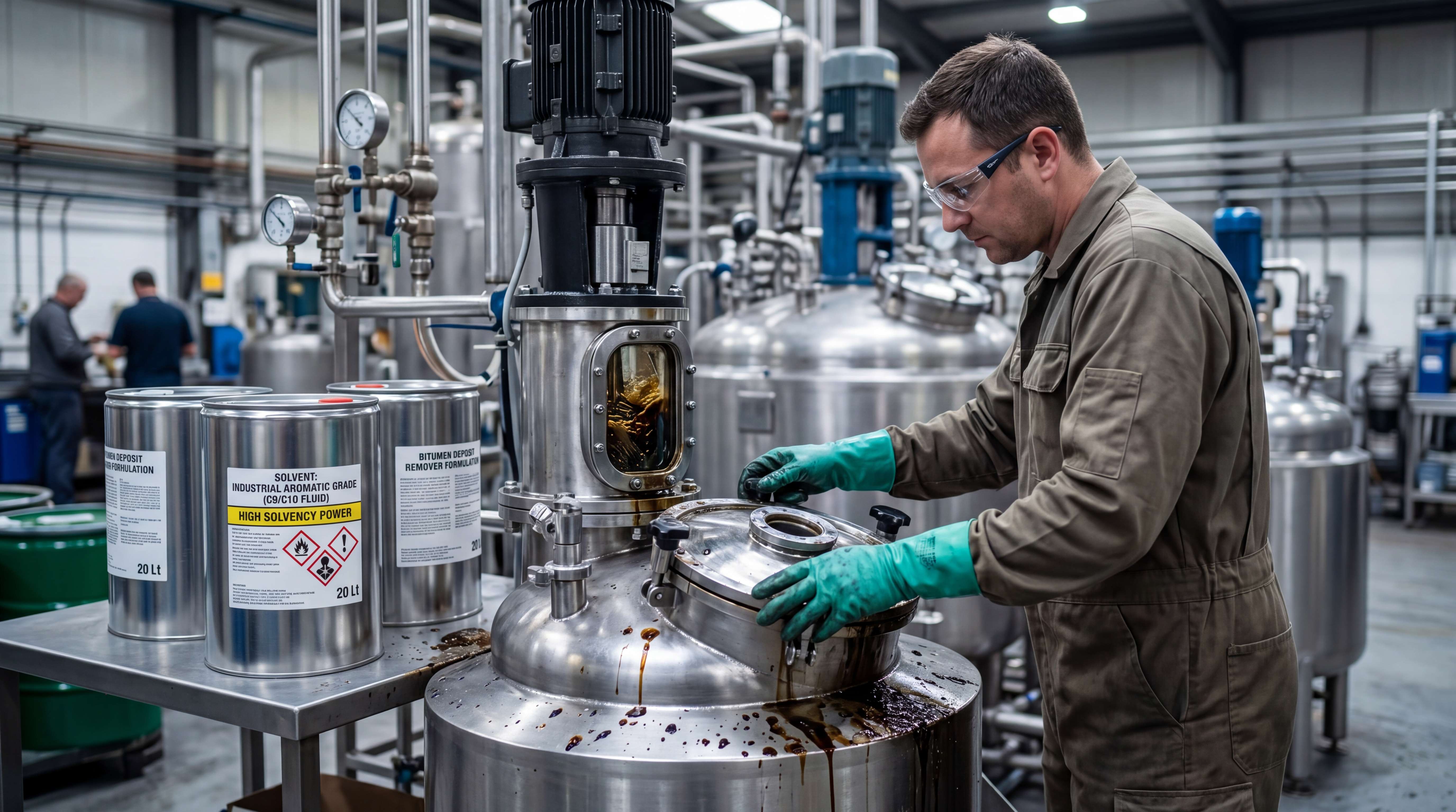 Aromatic hydrocarbon solvent used for high-solvency industrial deposit removal in heavy-duty cleaning equipment